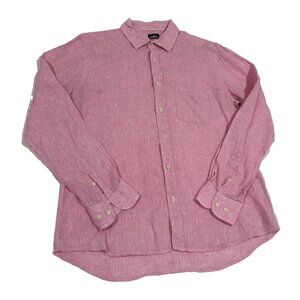 Scappino Essentials Men's Pink 100% Linen Regular Fit Dress Shirt Size G 16.5 L